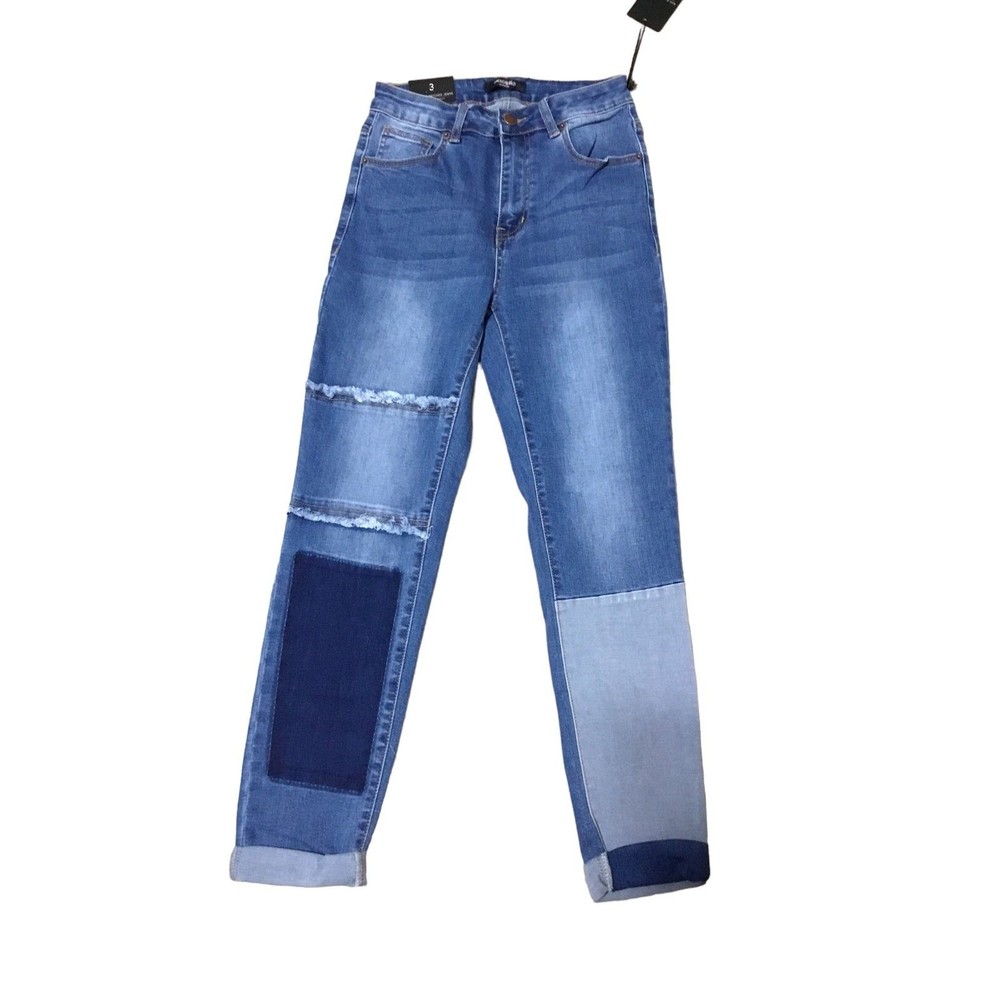 American Bazi High Rise Patched Jeans Size 3 NWT